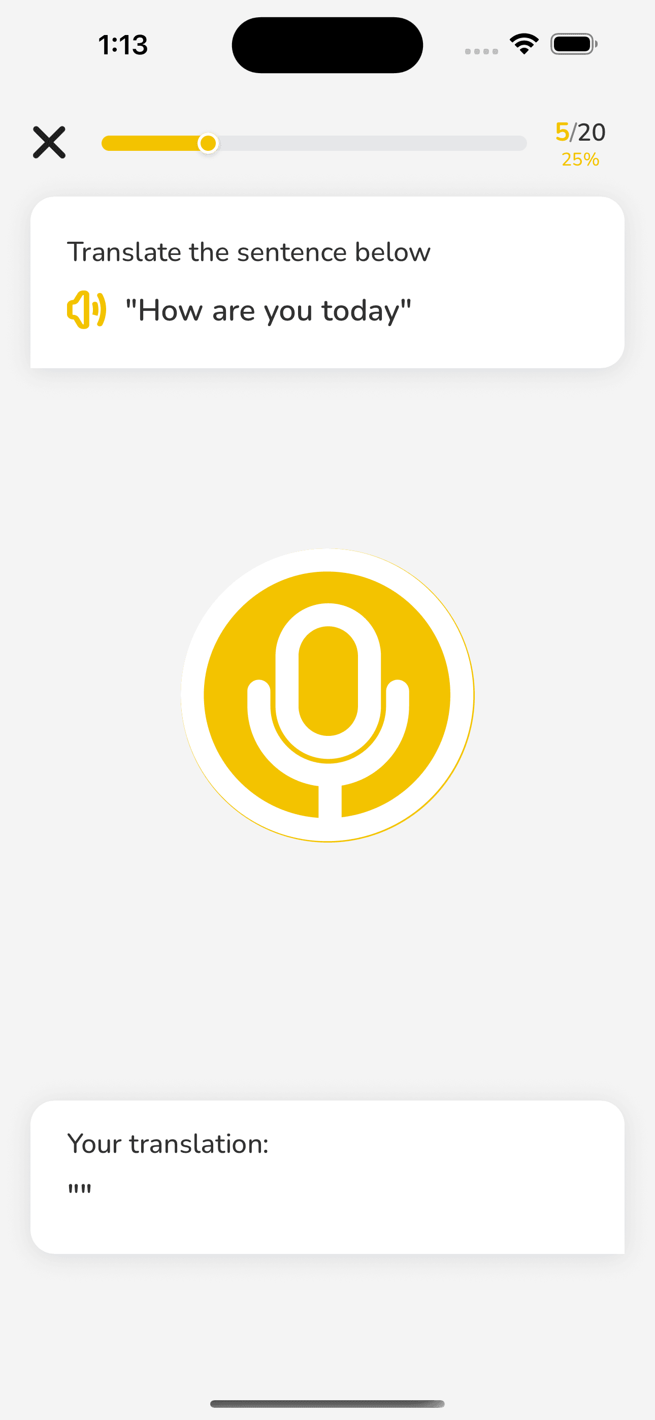 PractApp Step 1 - See a sentence to translate