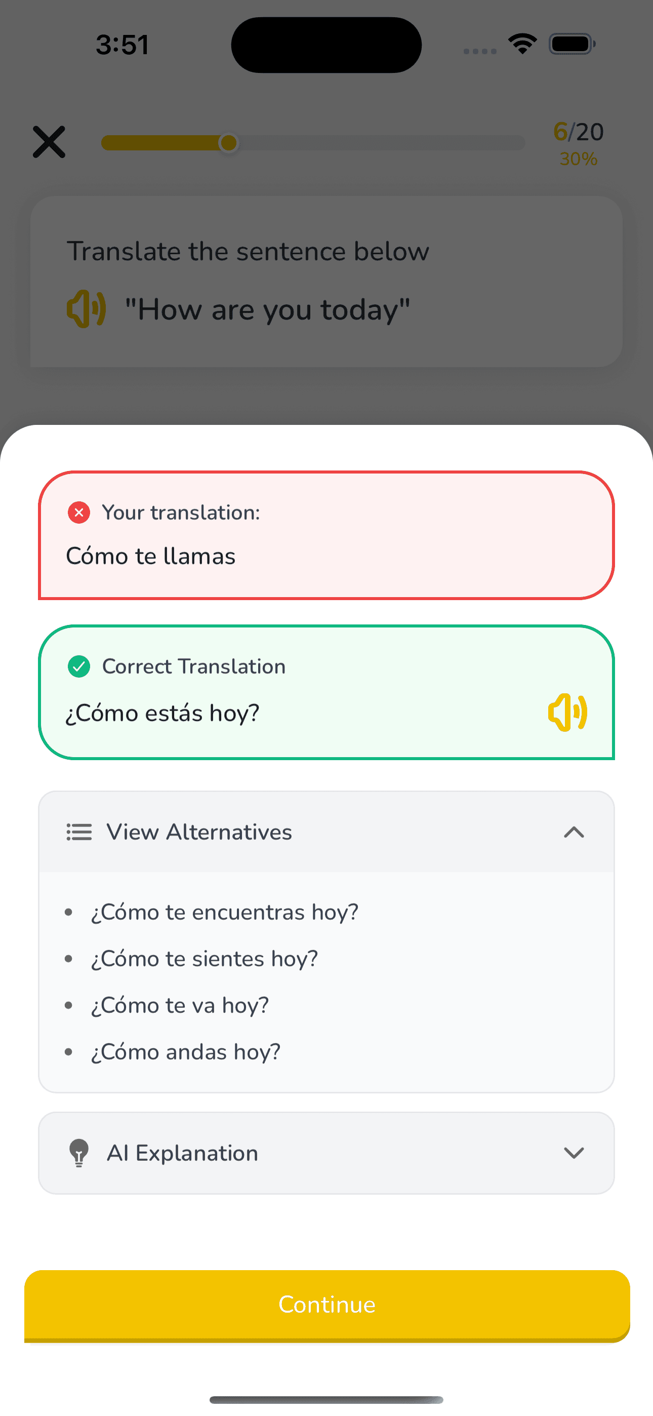 PractApp Step 3 - Learning feedback when you need improvement